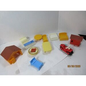 Vintage Dollhouse Furniture Lot of 12 Mattel 1970-80 CBS Blue Box Mixed Accesso